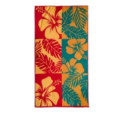 Telo mare 90x165 cm fiori giallo, rosso, blu