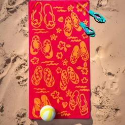 Telo mare 90x165 cm infradito rosso