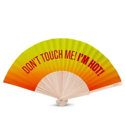 Ventaglio legno con scritta don't touch me giallo