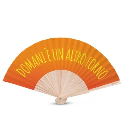 Ventaglio legno con scritta forno arancione