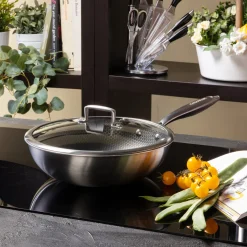 Wok 28 cm con coperchio a 3 strati Tri - ply